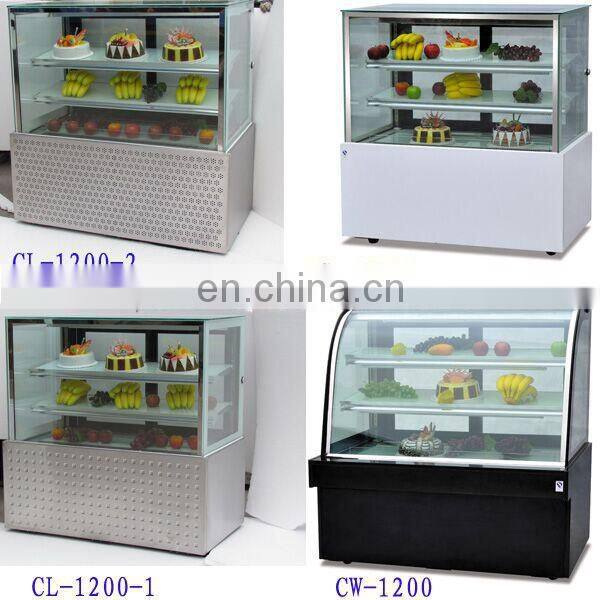 R-shape commercial cake display refrigerator showcase with 2 layers