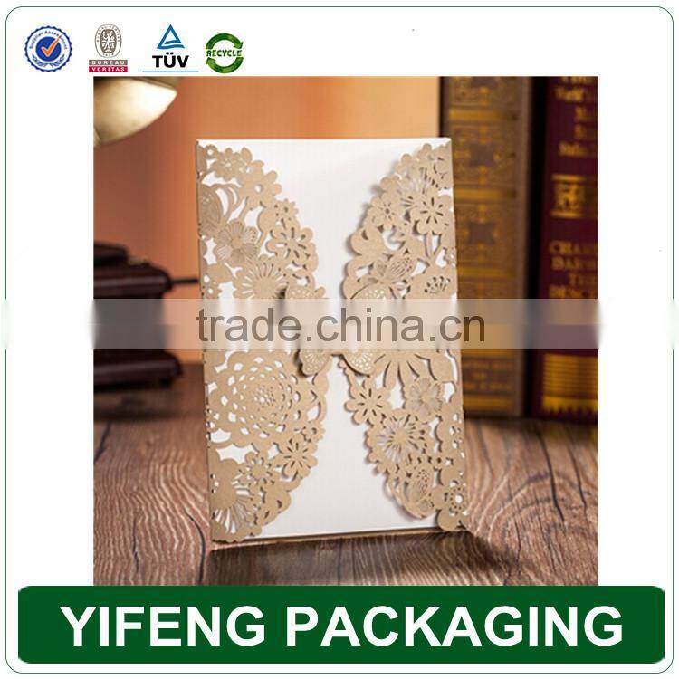 Fancy luxurious 3d laser cut wedding invitation card