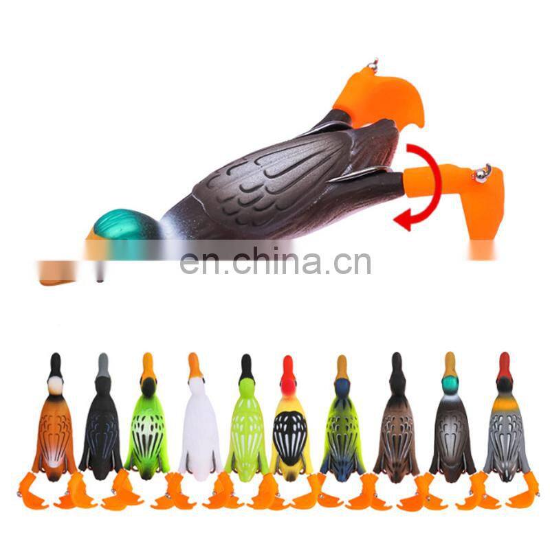 Amazon 95mm 12g Topwater Swim Soft Fishing Lure 360 Rotating Feet Plastic Duck Whopper Plopper