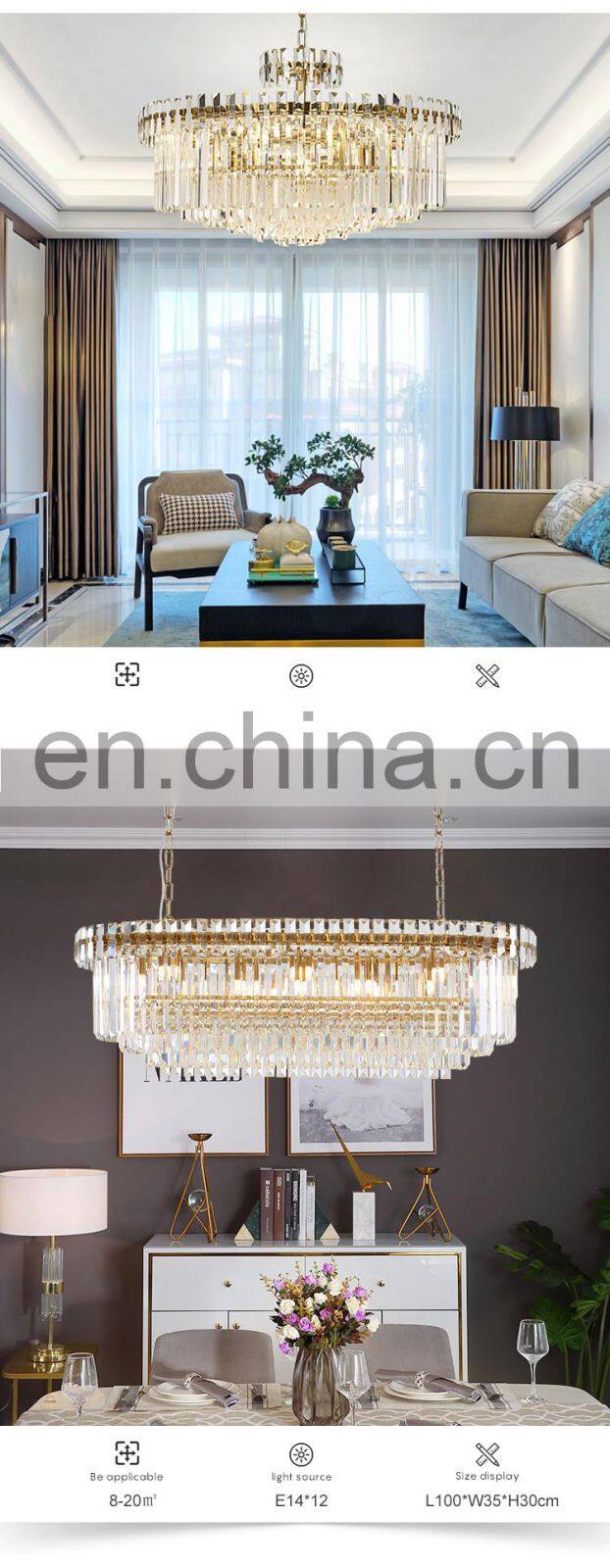 New Product Indoor Decoration Pendant Light Living Room Dining Room LED Crystal Chandelier