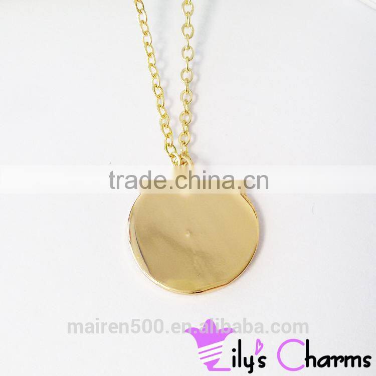 2015 New product Disc Personalized Script Initial Pendant Necklace