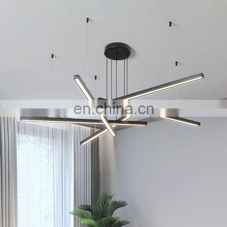 Golden liner led pendant ceiling light golden simple handling lamp living room decorative pendant lamp office lighting