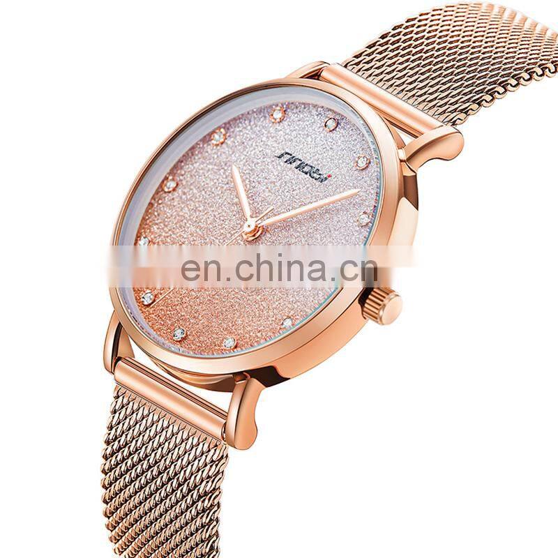 Custom Made Brand Your Own Rose Gold Quartz Watch Woman Logo Watches Pink Alloy Case S9854L Luxury OEM Female Wristwatch
