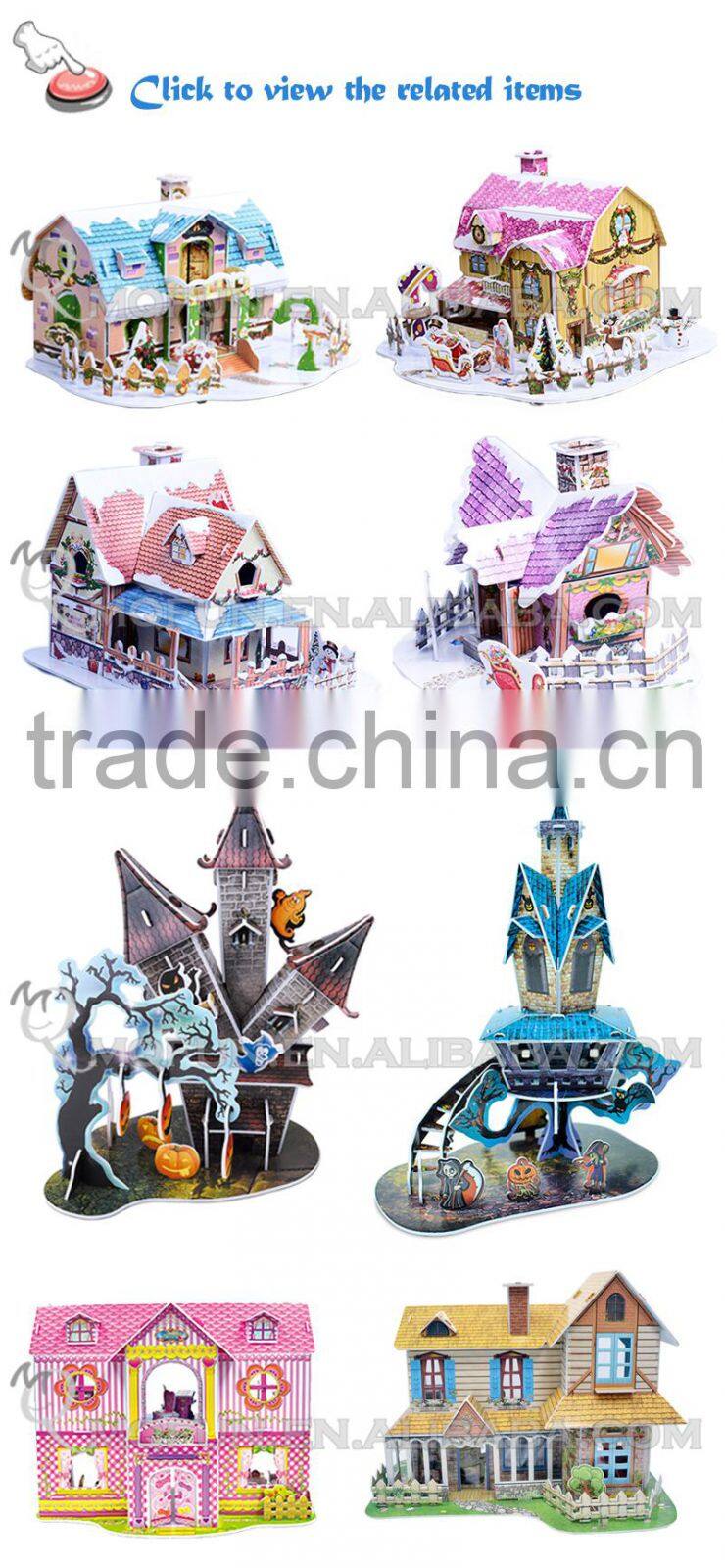 Mini Qute Princess Cabin Girls building blocks 3d paper puzzle diy model cardboard jigsaw puzzle game educational toy NO.B468-16