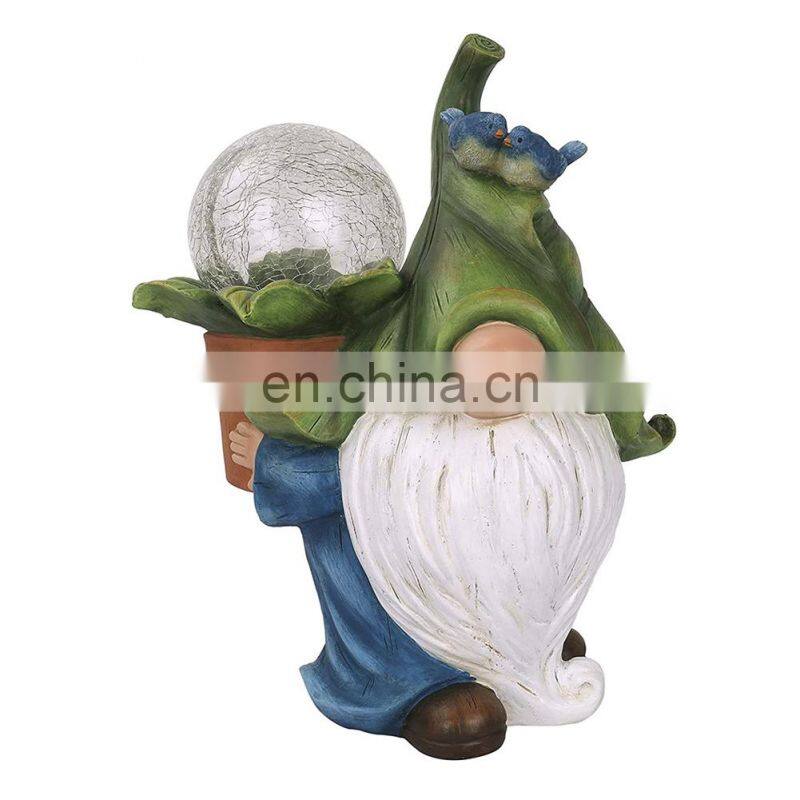 Garden Figurine Dwarf Statue Solar Powered Light Gnome Ornament Resin Waterproof Figurine Outdoor Yard Lawn Decoration