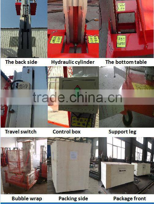 single mast hydraulic aluminium lift platform