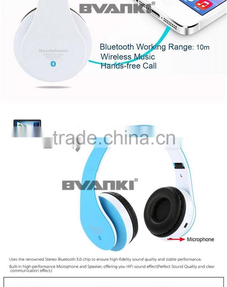 New products 2016 STN-12 HIFI Noise isolating headband headphones wireless bluetooth headset with fm and tf card