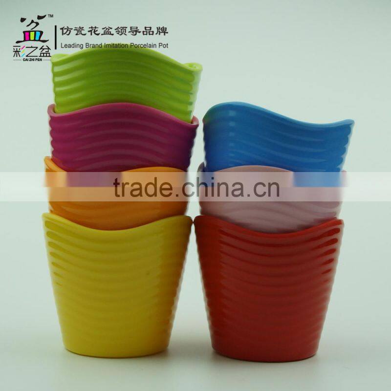 Direct manufacturer special wavy shape Caizhipen MX1301 Melamine flower pot Wholesale
