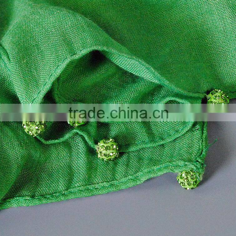 New Design Plain Blank Solid Color Cotton Ladies Fashion Scarves With Pendant