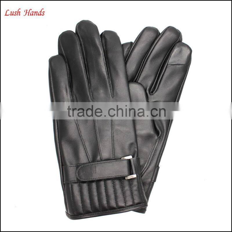 European classic British men's leather gloves with index finger touch screen