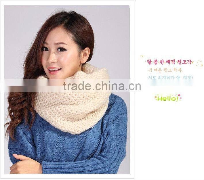 Winter Fashion Wool Knitted Women Loop Scarf