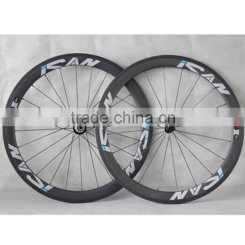 Carbon Light Aero Wheels Road Bike wheelset clincher 50mm for Sale