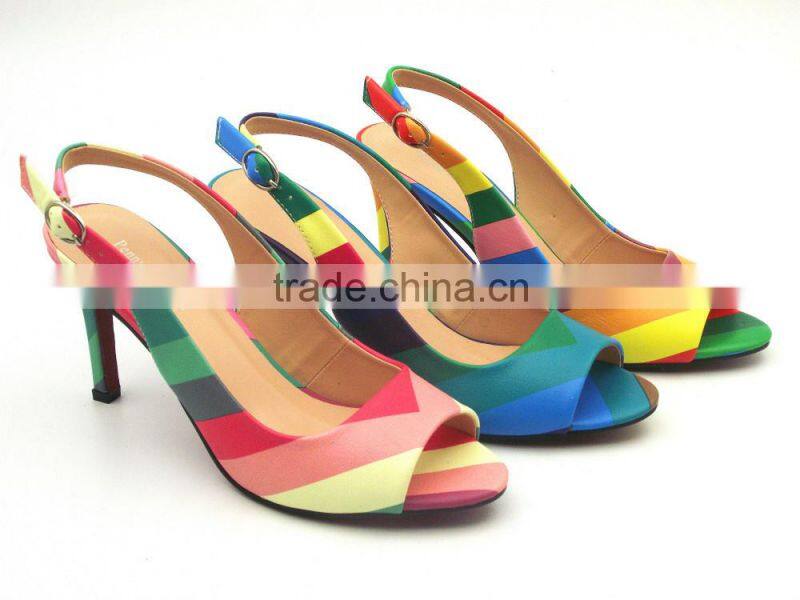 new arrival thin high heel rainbown women sandals