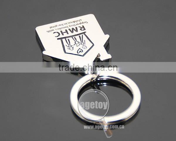 Public Good Souvenirs House Shape Engraved Logo Promotional Customized Metal House Key Ring