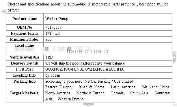 Auto Parts Washer Pump For Daewoo Lanos 96190259