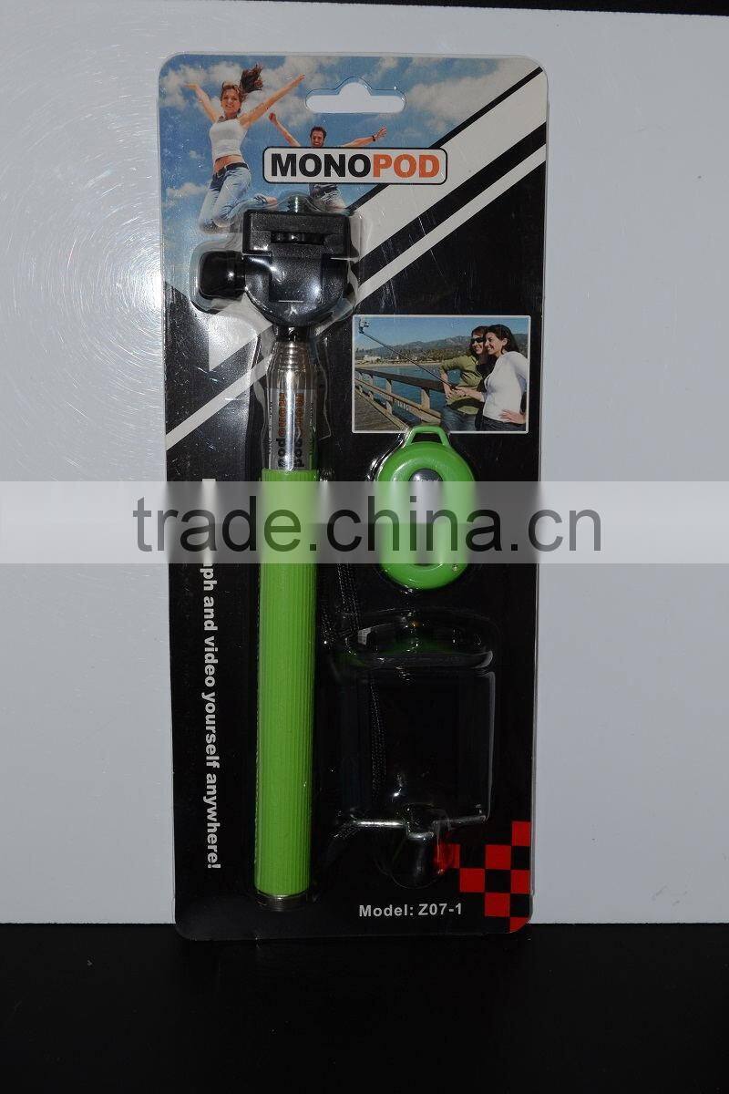 2015 Hot sale EXW monopad selfie stick wired selfie monopad for android and IOS smart cell phone christmas pink gift for girl