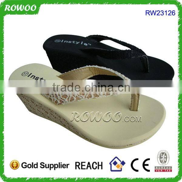 Daily Use Slipper fashion eva slipper soft textile upper high heel slipper