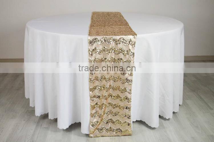 Discount wedding sequin chevron table runner for round tables
