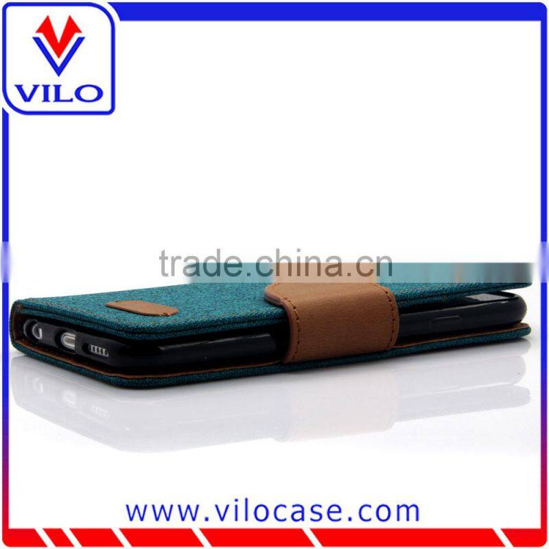 high quality Jean Cloth Leather Case for iPhone 6S, Flip Stand Phone Cover for iPhone 6s