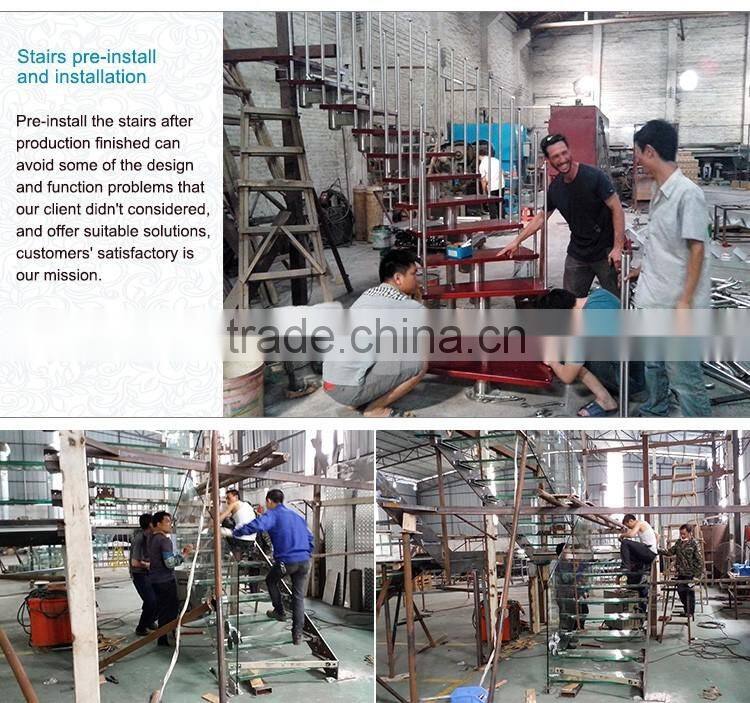 Prefabricated stainless steel wood straight stairs China supplier