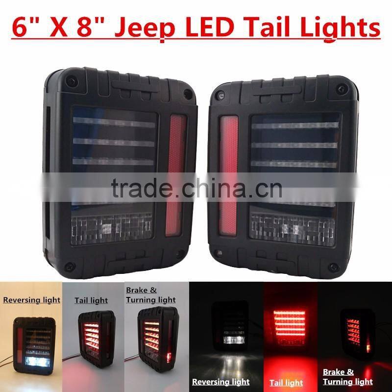 LED Brake Tail Lights Assembly with Rear Turn Singal Reverse Lights Jeep Wrangler Jk 07-15