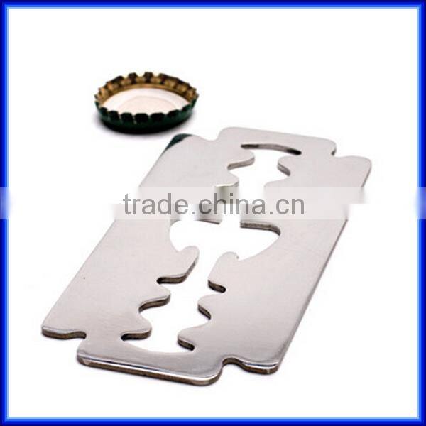Funny Stainless Steel Metal Razor Blade Beer Bottle Opener/Metal razor blade bottle opener