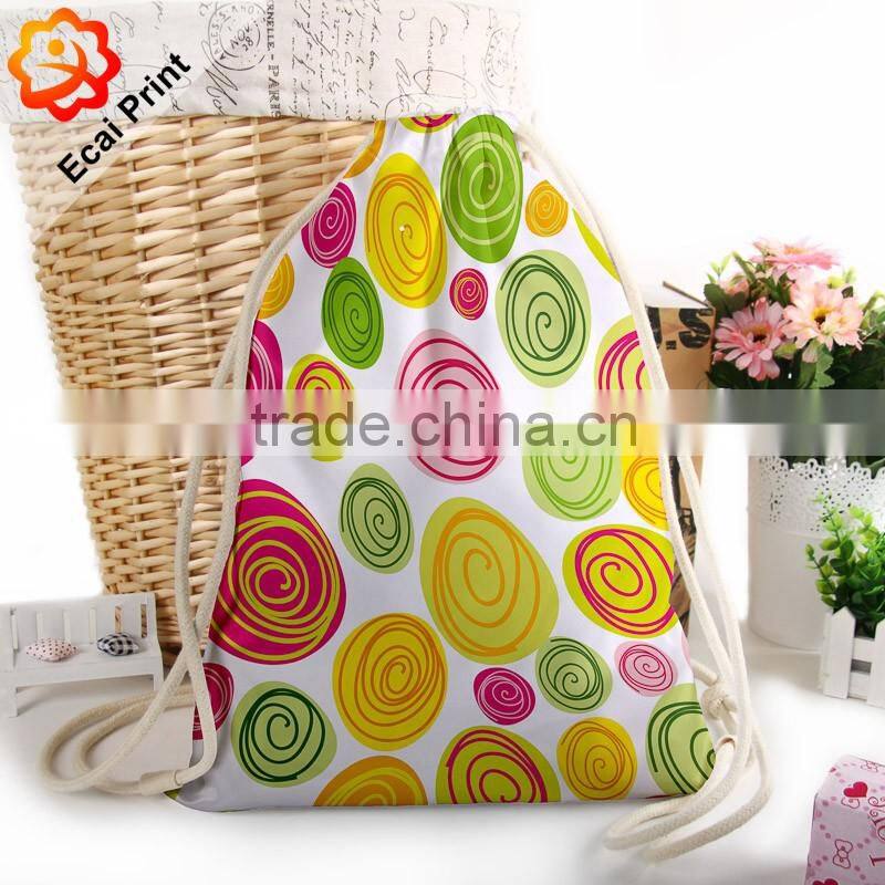 popular hot sell custom made heat transfer drawstring bag