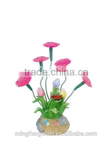 Indoor decorative resin flowers solar lights