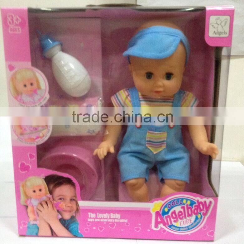 14 inch Angelbaby the lovely baby durable soft material drinking peeing boy doll toy