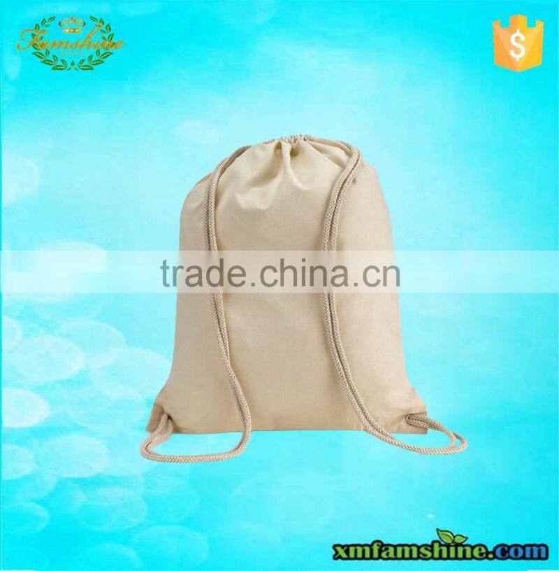 customized natural cotton plain drawstring bags