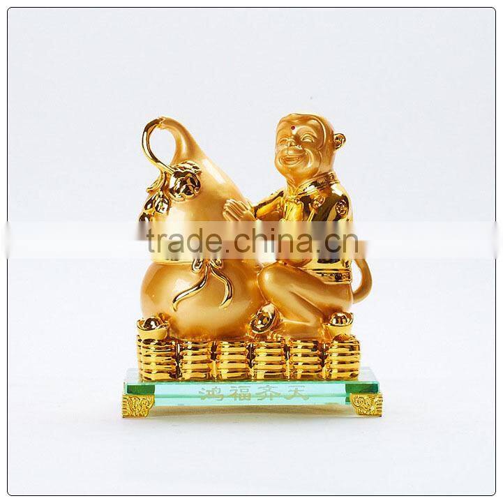 24K Golden color resin money statue , resin animal decoration , fengshui statue