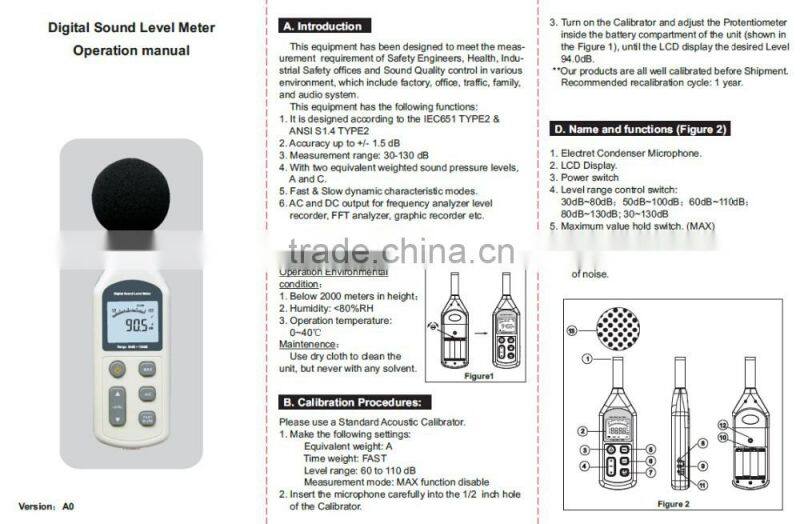 Digital sound level meter decibel noise detector S-SM62