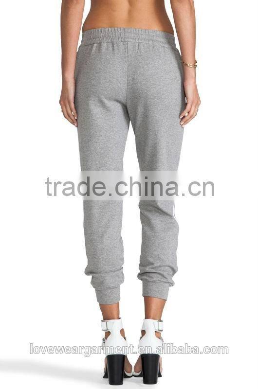 Womens grey 100 cotton fleece jogger pants wholesale