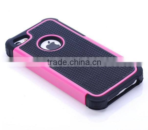 2014 Hot Design Soft Silicon Case With Hard Back Case For iPhone 5 5S
