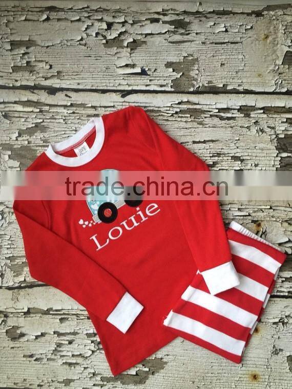 monogrammed christmas pajamas for kids/100% cotton pajamas/plain pajamas