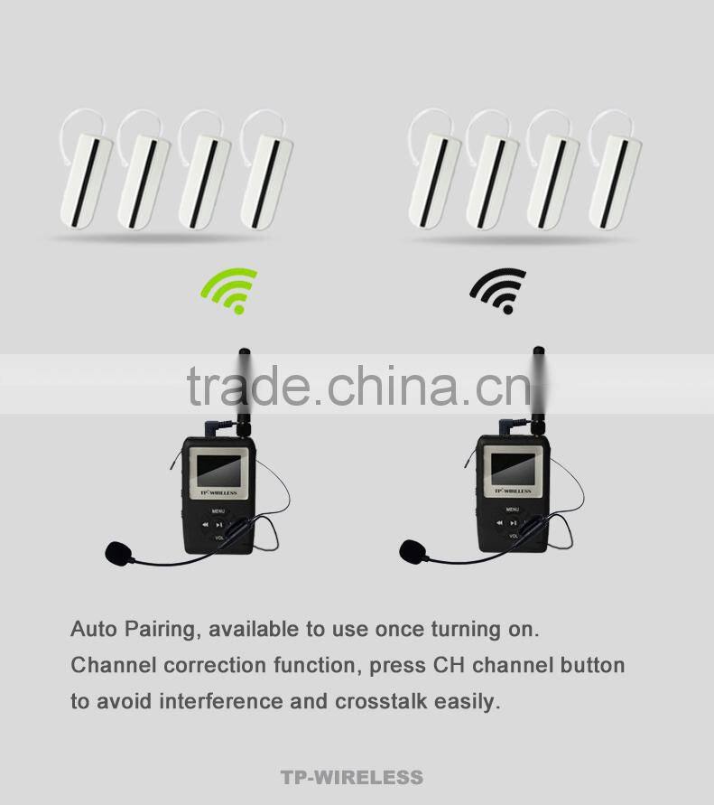 TP-WIRELESS UHF WTG12 Wireless Tour Guide System Mini Earhook Receiver Wireless transmitter system 1 Transmitter 1 receiver