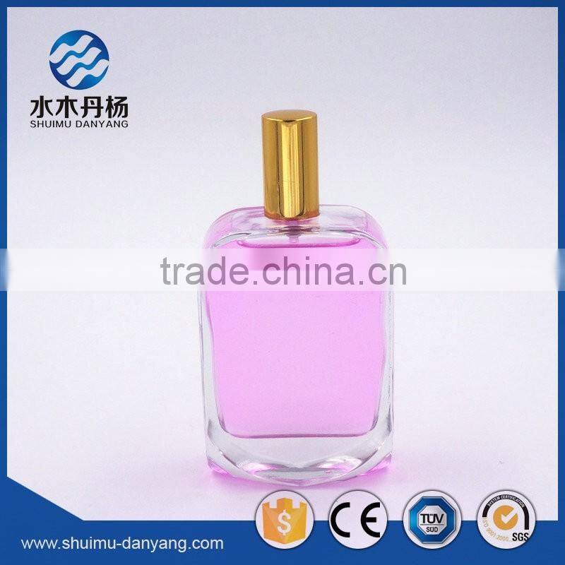 Fancy 100ml personal care use flat glass perfume bottle