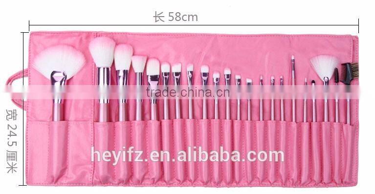 22pcs Synthetic Hair Pink Tip Makeup Brush Set With Storage Bag