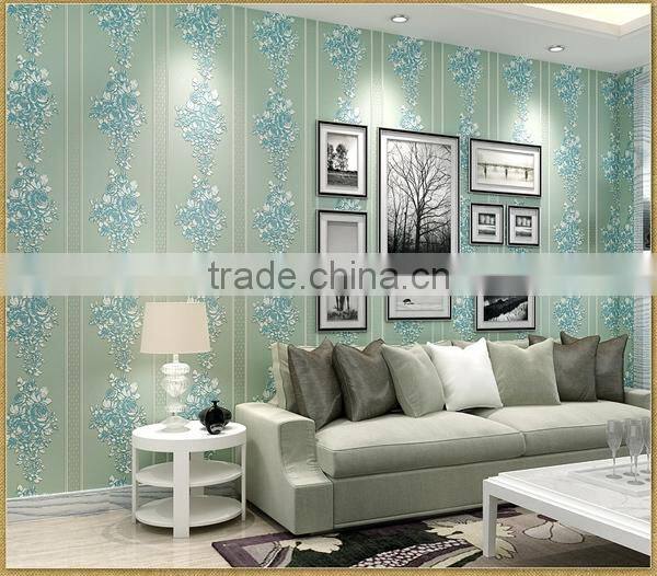 European pastoral wallpaper stripes 3D non-woven wallpaper concrete wall
