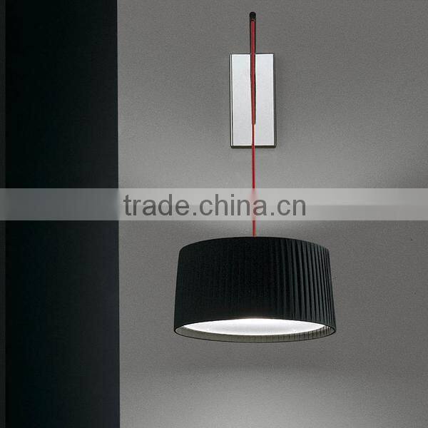 0814-28 Red black fabric wrapped Shade Pleated plexiglass Wall Light