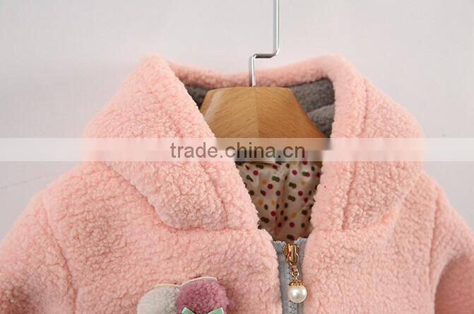 Lamb fleece hooded long sleeve padding jacket for kids