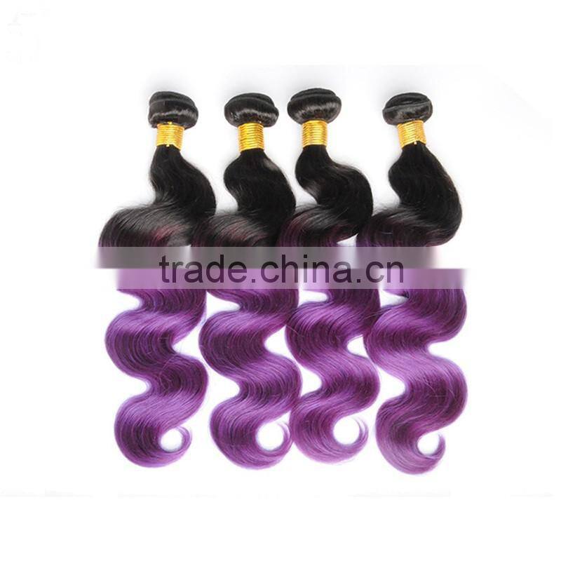 Wholesale Cheap Brazilian body wave hair two tone ombre colored hair weave bundles