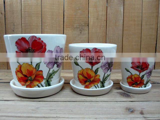 Hand paint round ceramic plate set