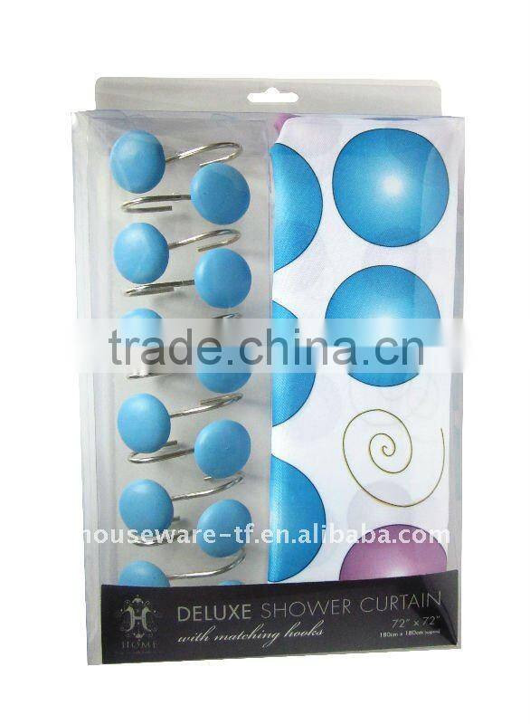 new item after 110 canton fair shower curtain with resin hooks