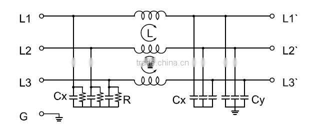 AC power line filter,50A 380V three phase
