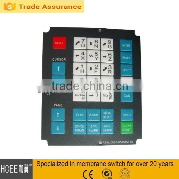 graphic overlay five buttons with led windows membrane overlay panel