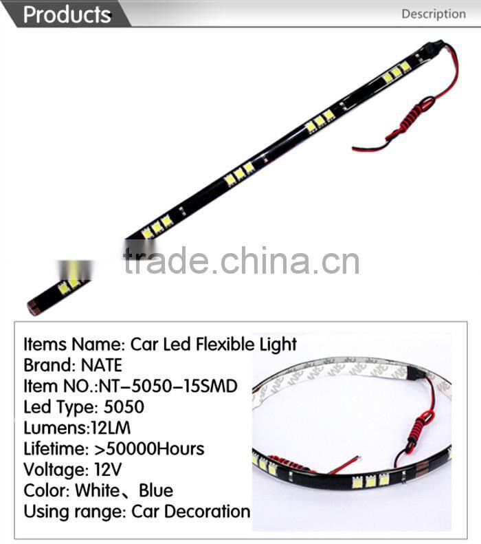 2015 Whole sale Car Truck 12V 5050 15SMD Flexible Led Strip Light Waterproof