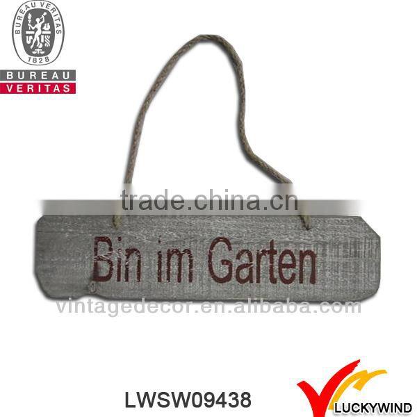 rope hanging wooden country style vintage yard sign