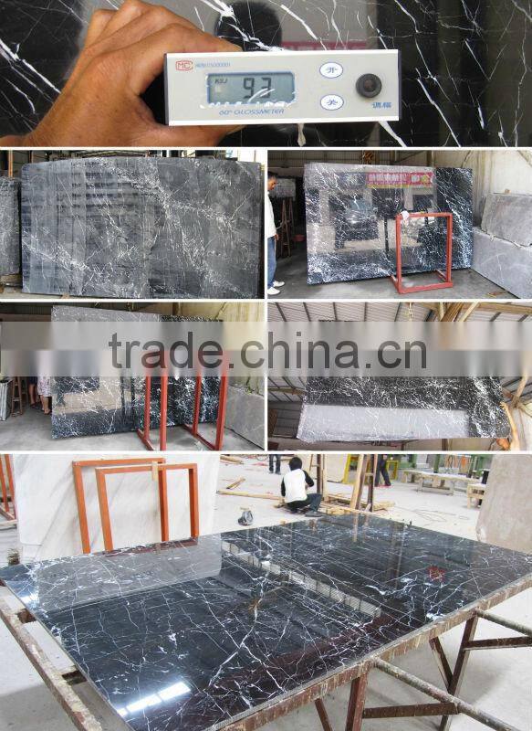 China Promotional Little White Vein Nero Marquina Black Marble