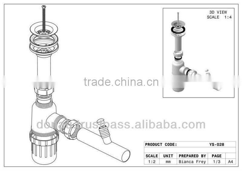 Luxury Siphon for Washbasins with Washer Hose 32 mm (YP028)